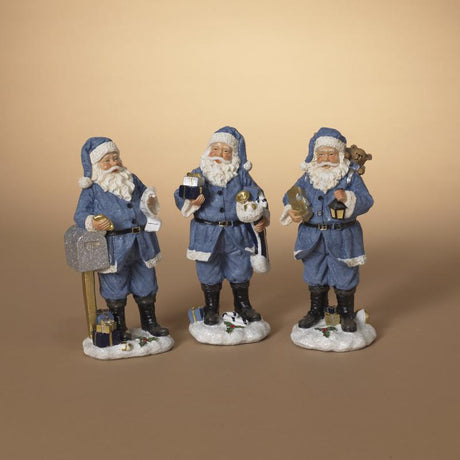 Gerson Blue/White Santa in Blue Suit Figurine 9.45 in.