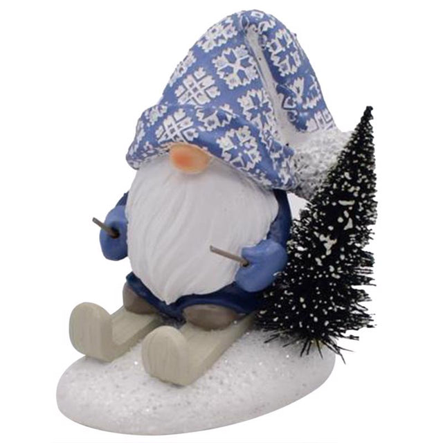 Gerson Multicolored Resin Skiing Gnome Figurine 6 in.