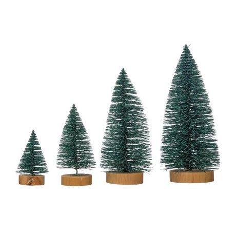 Creative Co-Op Cottage Christmas Green/Natural Bottle Brush Sisal Trees Table Decor Assorted in.