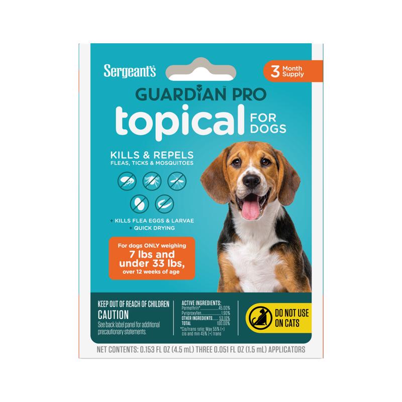 Sergeants Guardian Pro Liquid Dog Flea and Tick Killer Permethrin/Pyriproxyfen 0.15 oz