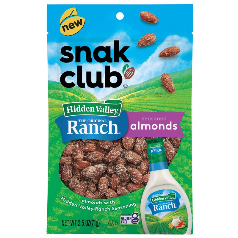 Snak Club Hidden Valley Ranch Almonds 2.5 oz Bagged