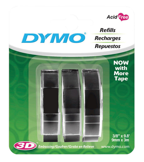 Dymo Self-Adhesive 3/8 in. W X 9.8 ft. L Black Embossing Label Maker Tape