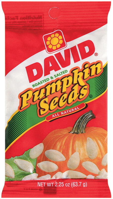 David Roasted Salted Pumpkin Seeds 2.25 oz Pegged