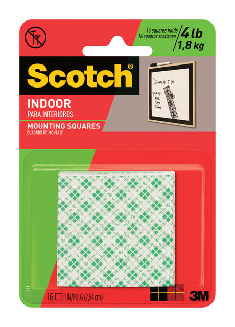 Scotch Double Sided 1 in. W X 1 in. L Mounting Squares White