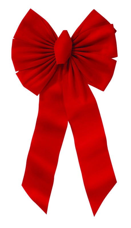 Holiday Trims Red 7 Loop Christmas Bow 14 in.