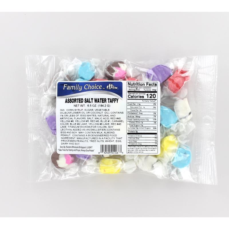 Family Choice Assorted Salt Water Taffy Candy 6.5 oz