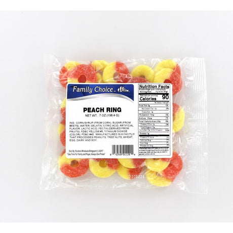 Family Choice Peach Rings Gummi Candy 7 oz