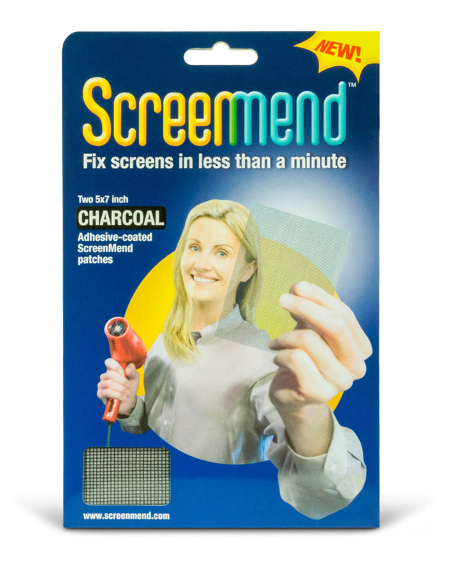 Screenmend Charcoal Fiberglass Screen Repair Patch 5 in. W X 7 in. L 2 pk