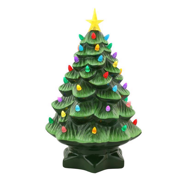 Mr. Christmas LED Green Nostalgic Ceramic Christmas Tree 14 in.