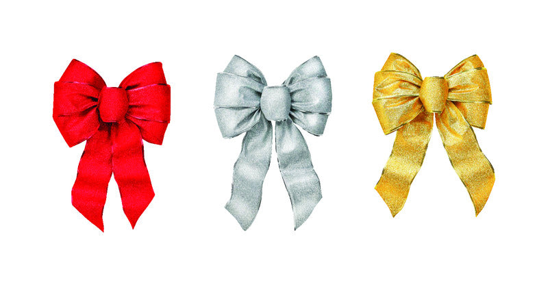 Holiday Trims Assorted 7 Loop Christmas Bow 8.5 in.