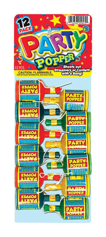 Party Popper Confetti Shooter Poly Assorted 12 pc