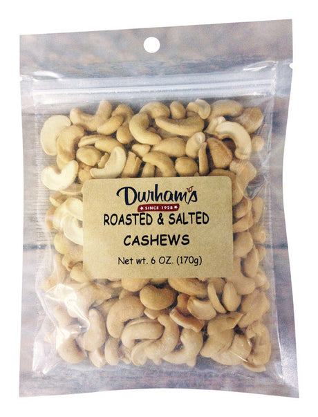 Durhams Roasted & Salted Cashews 6 oz Bagged