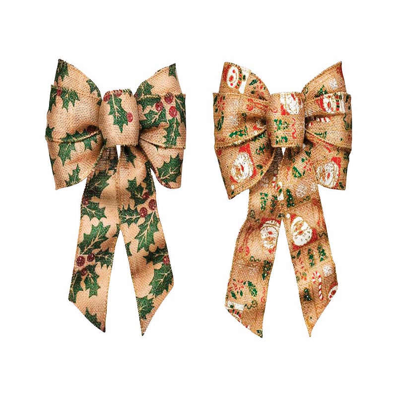 Holiday Trims Assorted 7 Loop Christmas Bow 8.5 in.