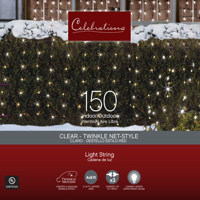 Celebrations Incandescent Clear 150 ct Net Christmas Lights 6 ft.