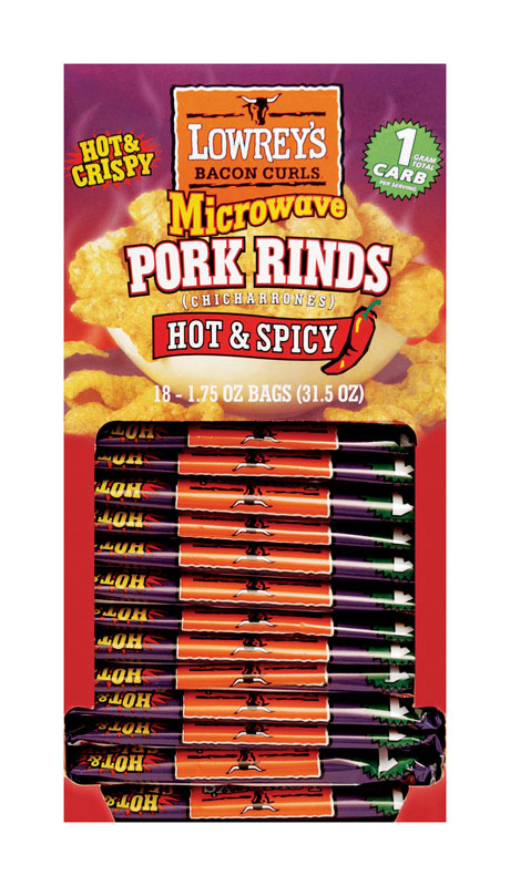 Lowrey's Hot and Spicy Microwave Pork Rinds 1.75 oz Packet