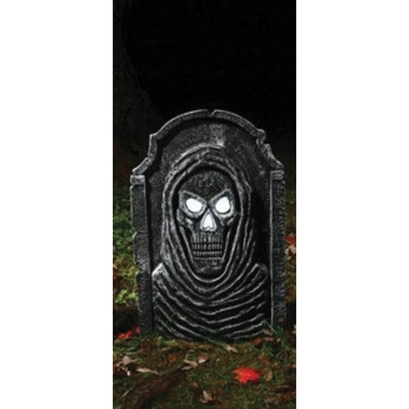 Fun World 22 in. LED Bone Tombstones Reaper Halloween Decor