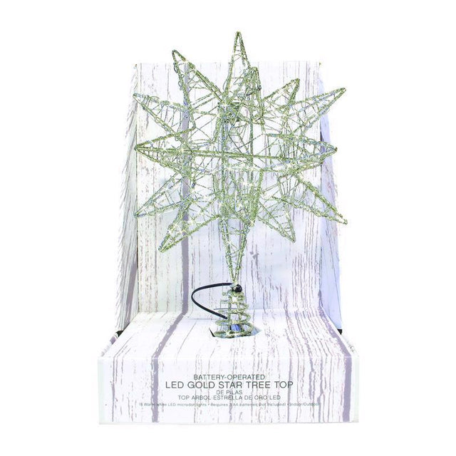 Celebrations LED Gold Microdot Star Tree Topper 10 in.